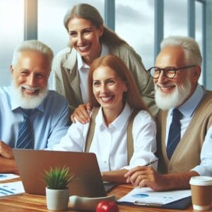 this page shows two men and two women with notebooks in the job market Age Inclusion: A Fresh Perspective on Workplace Diversity