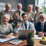 esta pagina mostra idosos e idosas sentados em uma mesa com cadernos e notebook em referencia à Valorizando A Experiencia:como Os Idosos Contribuem No Mercado De Trabalho”