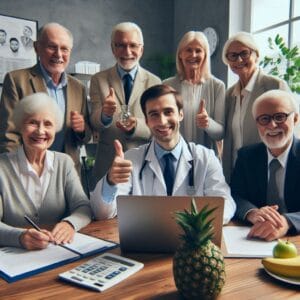 esta pagina mostra idosos e idosas sentados em uma mesa com cadernos e notebook em referencia à Valorizando A Experiencia:como Os Idosos Contribuem No Mercado De Trabalho”
