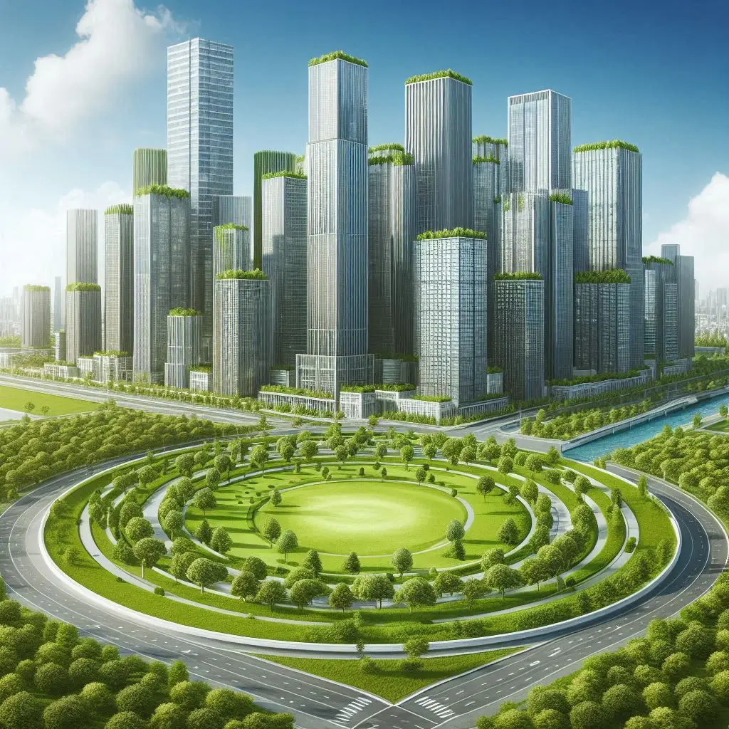 Esta pagina mostra uma cidade futurista e muito bonita em referencia à Mantenha-se à Frente no Envelhecimento Ativo