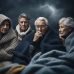 Esta página mostra 4 pessoas idosas e ao fundo nuvens de fumaça e referencia à idosos em risco