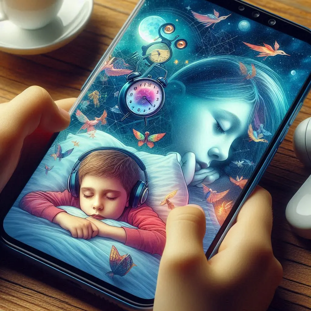 esta página mostra uma criança com smartphone e com sono em uma cama em referencia ao artigo Smartphones e sono infantil: como as telas prejudicam o descanso das crianças