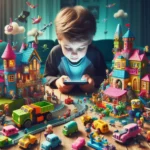 Esta página mostra uma criança rodeada de brinquedos e olhando apenas para o smartphone em referência ao artigo Smartphones na Infância: O Impacto Dual das Telas na Vida das Crianças