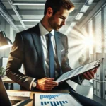 Esta página mostra um executivo analisando os dados em um tablet em referência ao artigo Como Identificar o Perfil Conforme C: Guia Completo com Exemplos e Perguntas Estratégicas