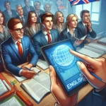 esta página mostras vários executivos observando alguém explicando Como Aprender Inglês do Zero com Confiança: Supere Medos e Alcance a Fluência