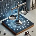 Esta página mostra uma balança da justiça sobre uma cpu interna de computador em referência ao artigo:Review Completo do Curso de IA no Direito com ChatGPT
