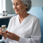 Esta pagina mostra uma idosa com suplemento vitamínico nas mãos enreferência ao artigo:Suplementação na Terceira Idade: Quando é Necessária e Como Garantir Saúde Ótima