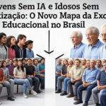 Esta pagina mostra uma imagem de pessoas idosas e jovens todos sem IA alfabetização, em referencia ao artigoJovens Sem IA e Idosos Sem Alfabetização: O Novo Mapa da Exclusão Educacional no Brasil