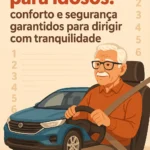 Esta página mostra a ilustração de um idos ao volante preso pelo cinto de segurnça, em referêcia ao artigo Top 10 carros para idosos conforto e segurança garantidos para dirigir com tranquilidade