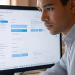 Imagem de uma pessoa do sexo masculino em frente a um computar com google merchant center