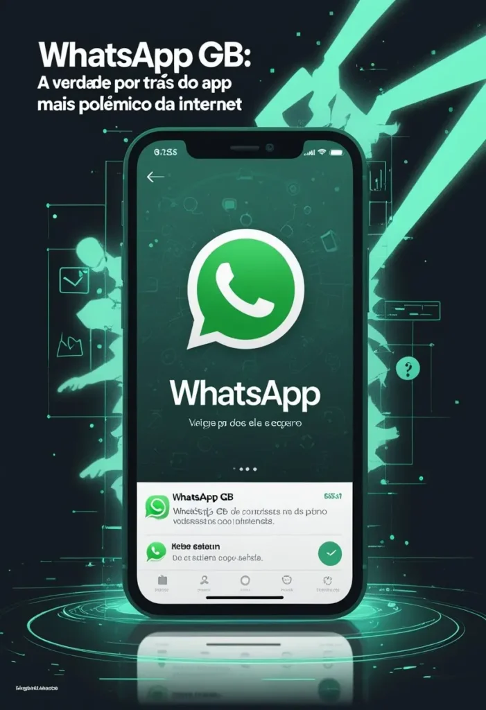 Imagem do aplicativo whatsapp Gb símbolo de um telefone celular com o simbolo do whatsapp gb em verde na tela
