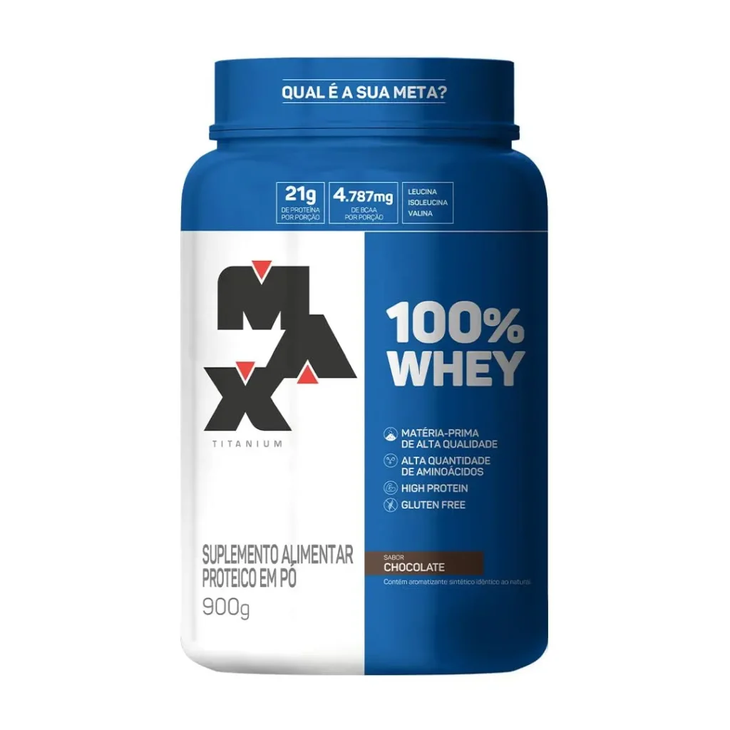 imagem de um frasco de whey protein max titanium