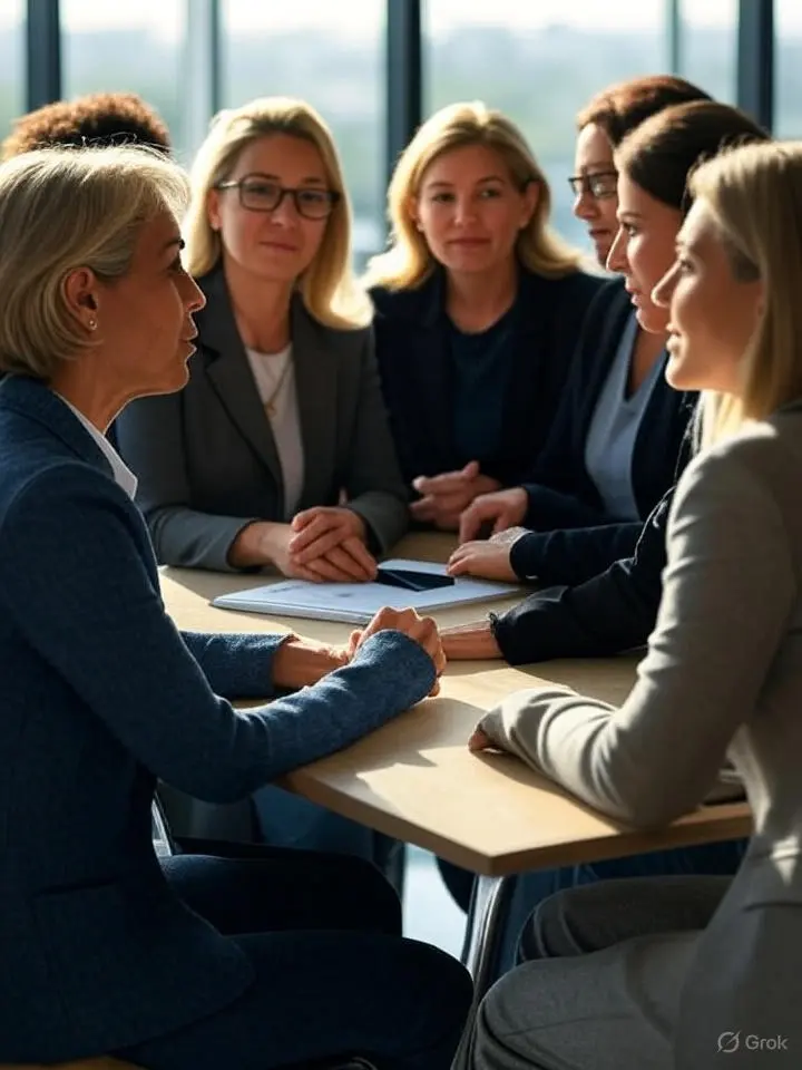 imagem de um grupo de mulhres da geração prateada em uma mesa de negociação dialogando. em referência oa artigo:Economia Prateada Como Alcançar a Geração X e o Mercado Sênior no Brasil