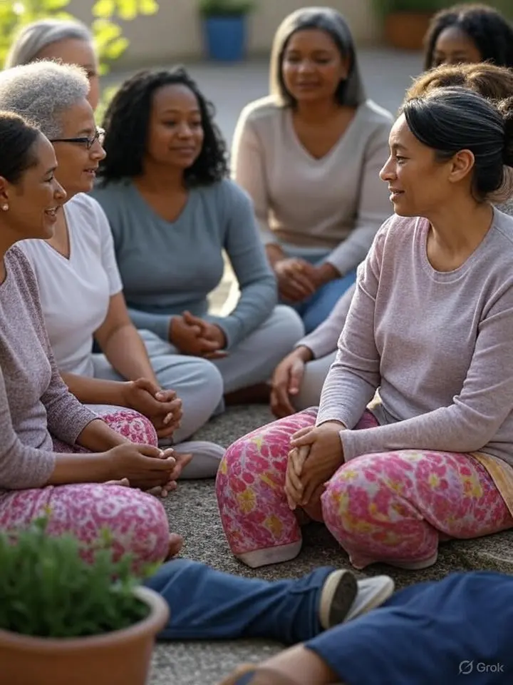 Imagem de mulheres de várias etnias em idade que possivlemente inicia os sintomas da Perimenopausa.