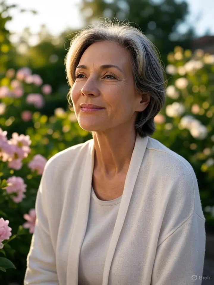Imagem de uma mulher no meio da natureza referindo ao trataemento natural para menopausa