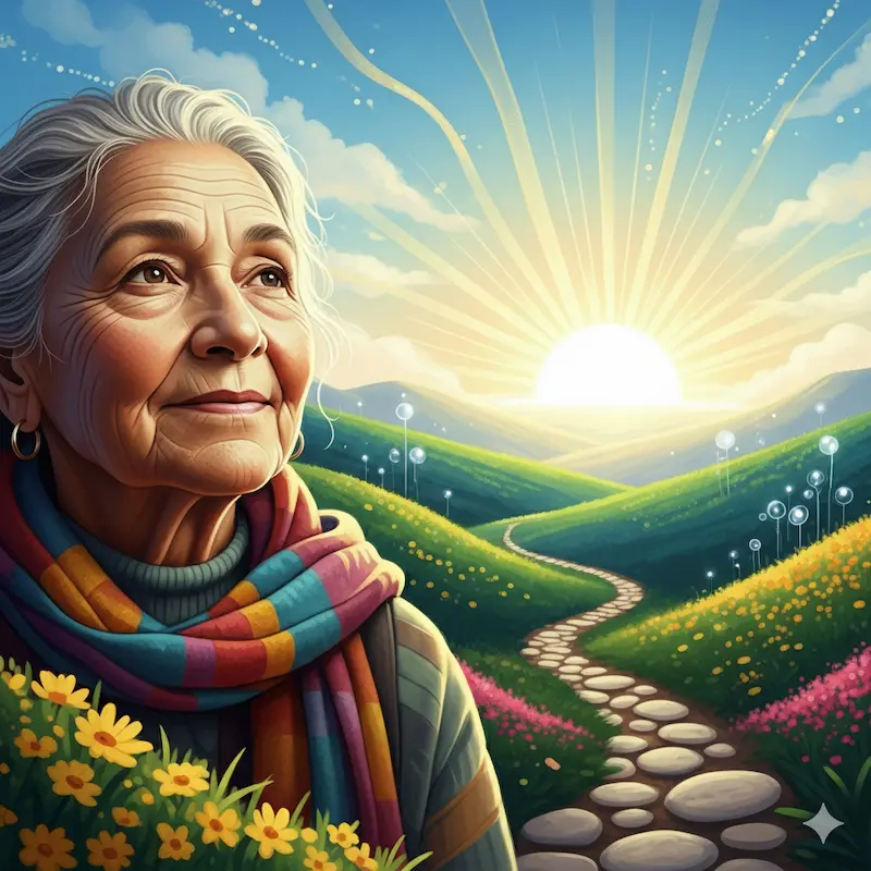 velho e aprendiz mostra uma imagem que simboliza a sabedoria da terceira idade e a perspectiva de um futuro vibrante.